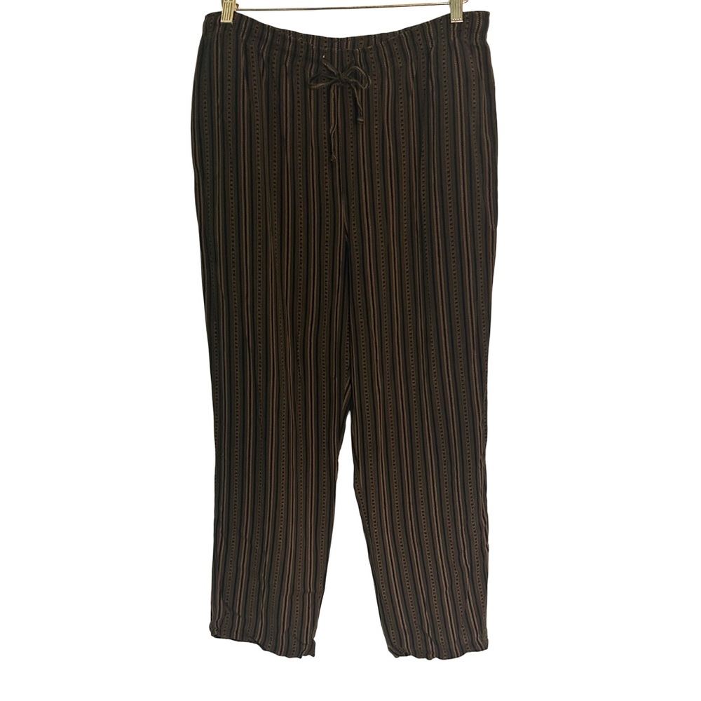 Vintage Sag Harbor Black and Brown Striped Boho Flowy Pants